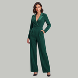 Produktbild – Elizabeth – Kvinno-jumpsuit med krage och vida ben