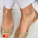 Pauline | Guldfärgade flätade sandaler