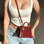 Amélia | Elegant mini-väska i vinrött läder