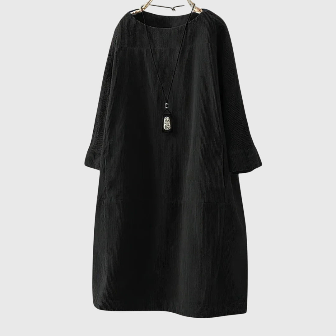 Produktbild – Grace – Avslappnad Corduroy Midi Klänning
