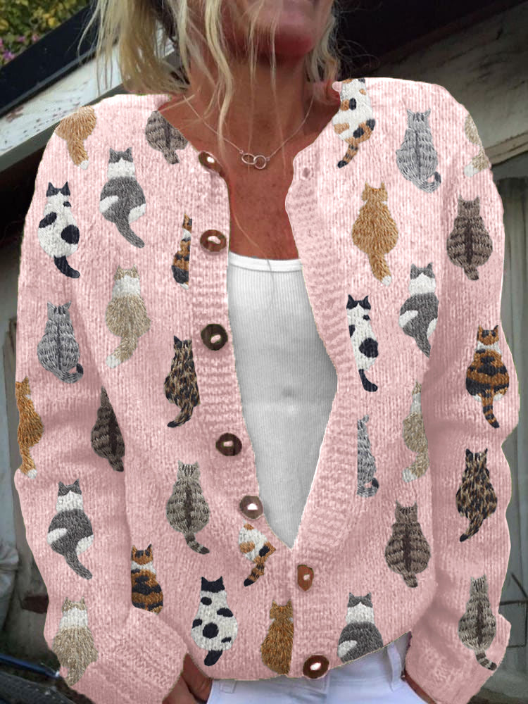Camille | Cardigan med kattmotiv