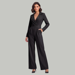 Produktbild – Elizabeth – Kvinno-jumpsuit med krage och vida ben