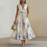 Produktbild – Emma – Damens Flowy Ärm-lös Sommar Maxi Klänning