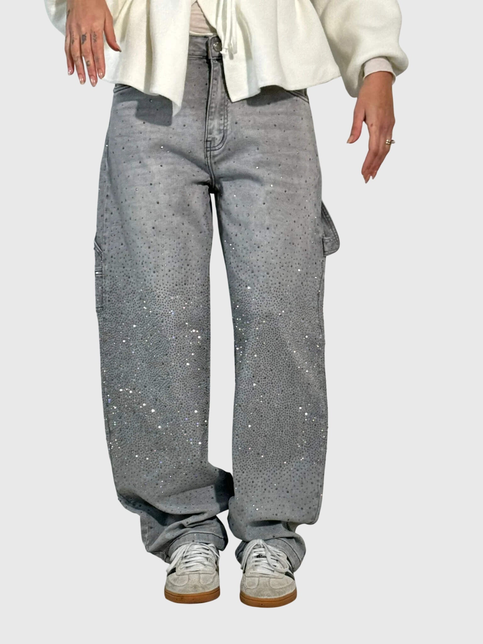 Produktbild – Kimberly – Kvinnors Glittrande Diamant Denimbyxor