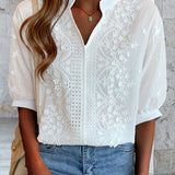 Ella | Elegant vit blus med puffärmar