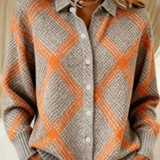 Florence | Stickad cardigan med bärnstensfärgade romber