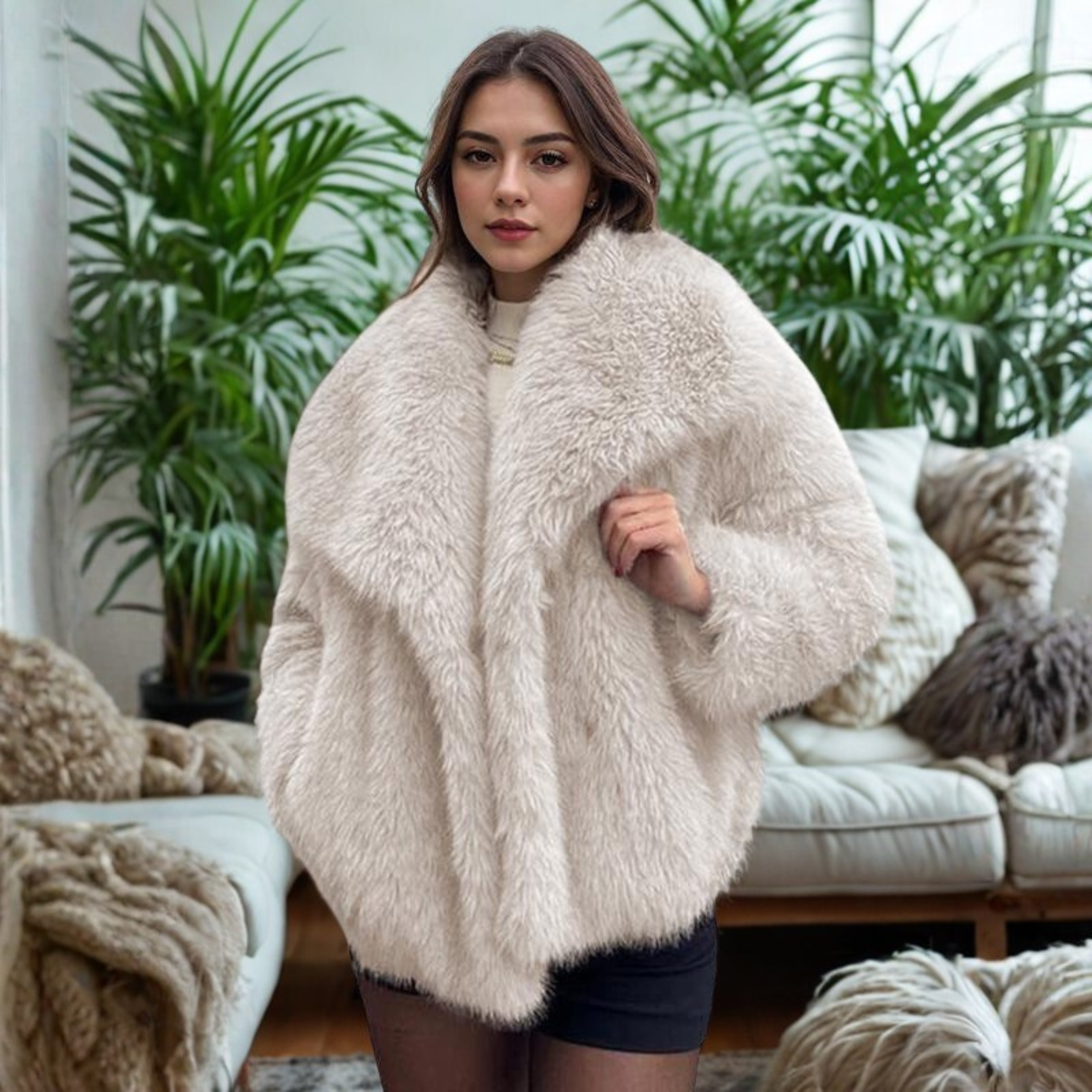 Produktbild – Corrine – Elegant långärmad krage Fuzzy Kappa