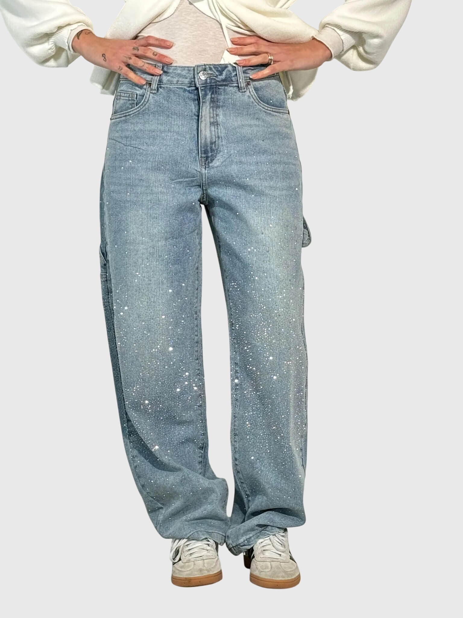 Produktbild – Kimberly – Kvinnors Glittrande Diamant Denimbyxor