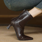 Eleganta ankelboots i läder med klack