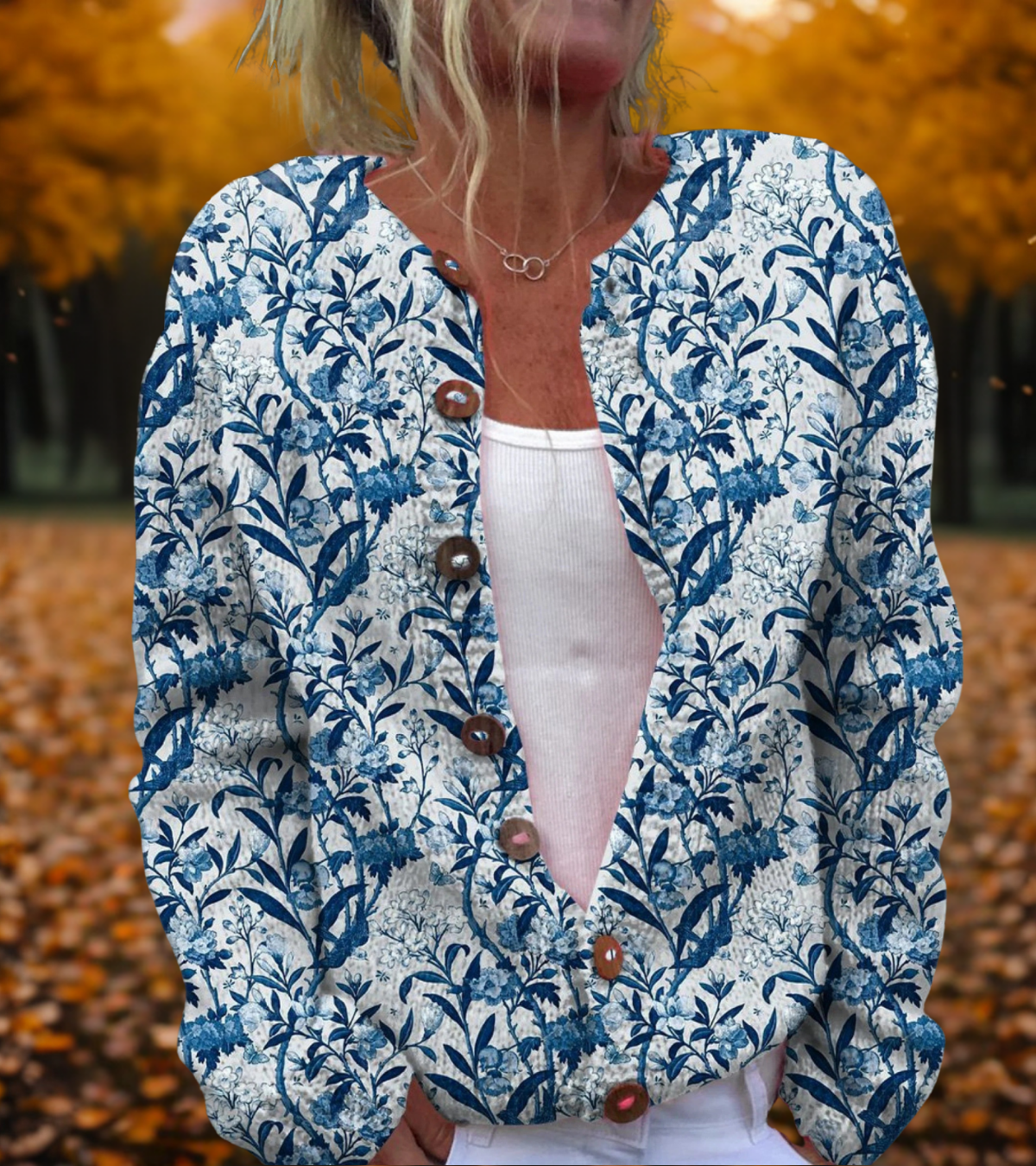Produktbild – Mary – Blommig Design Cardigan