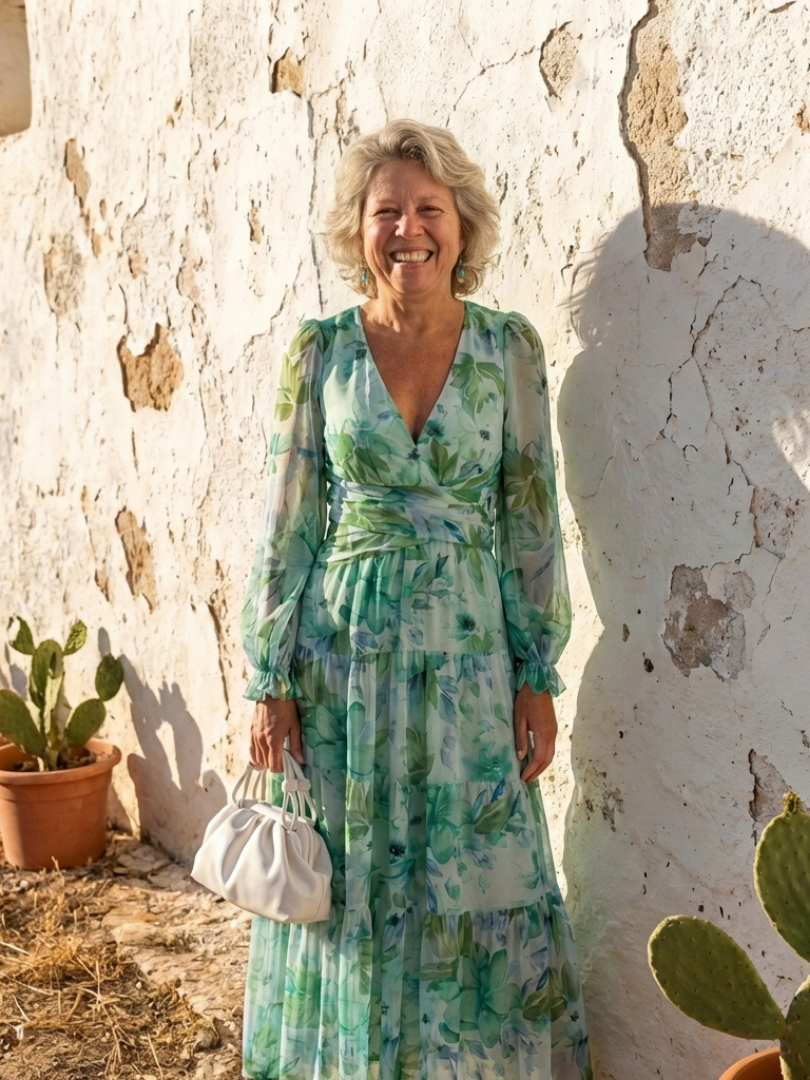 Althea | Blommig långärmad maxiklänning