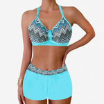 Produktbild – Chloe – Damens Ribbad Högmidjad Bikini Baddräkt