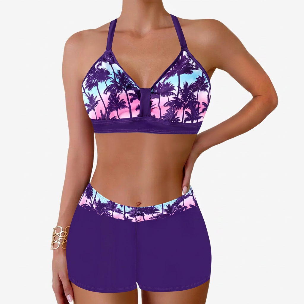 Produktbild – Chloe – Damens Ribbad Högmidjad Bikini Baddräkt