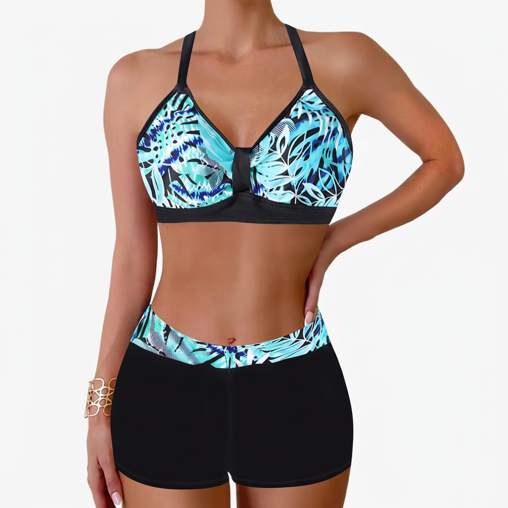 Produktbild – Chloe – Damens Ribbad Högmidjad Bikini Baddräkt