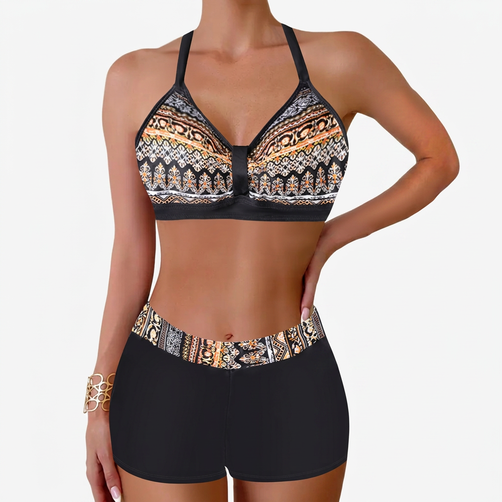 Produktbild – Chloe – Damens Ribbad Högmidjad Bikini Baddräkt