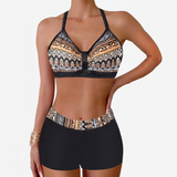 Produktbild – Chloe – Damens Ribbad Högmidjad Bikini Baddräkt
