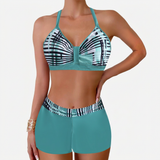 Produktbild – Chloe – Damens Ribbad Högmidjad Bikini Baddräkt