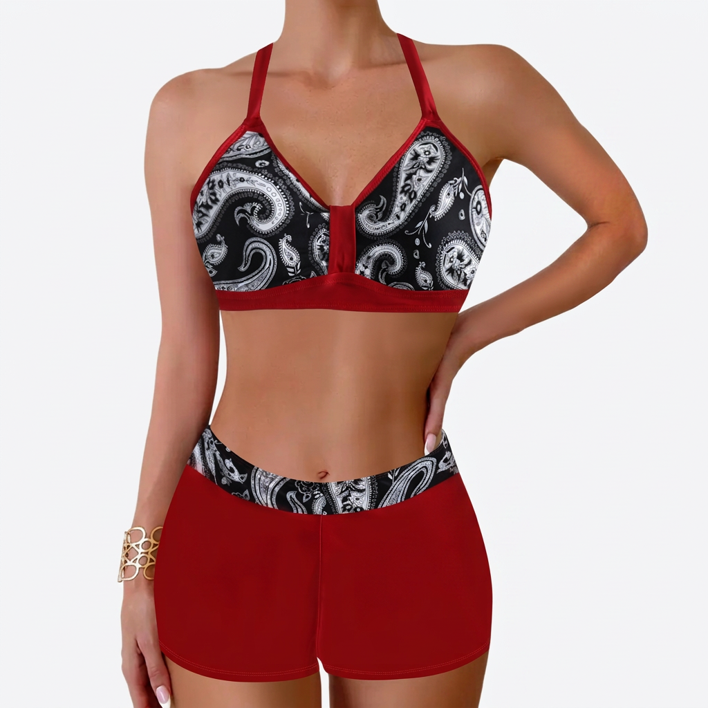 Produktbild – Chloe – Damens Ribbad Högmidjad Bikini Baddräkt