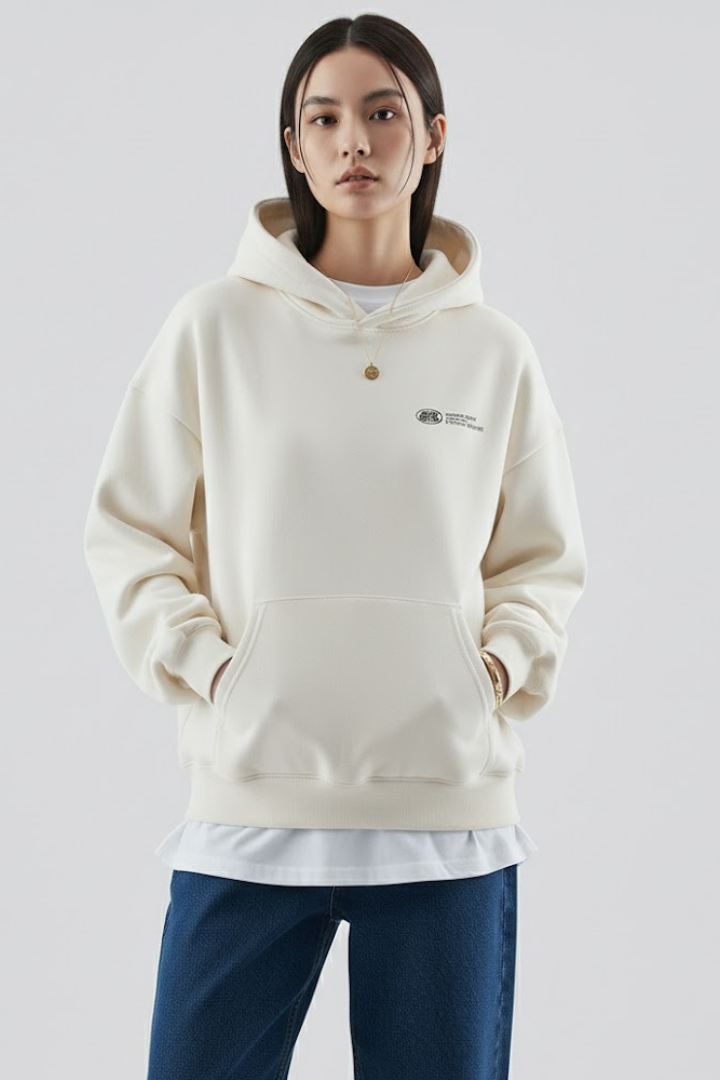 Produktbild – Fiona – Dam Hoodie med Framsidan Tryck och Pullover Design