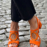 Lucie | Sandaler med blockklack och ringdetalj