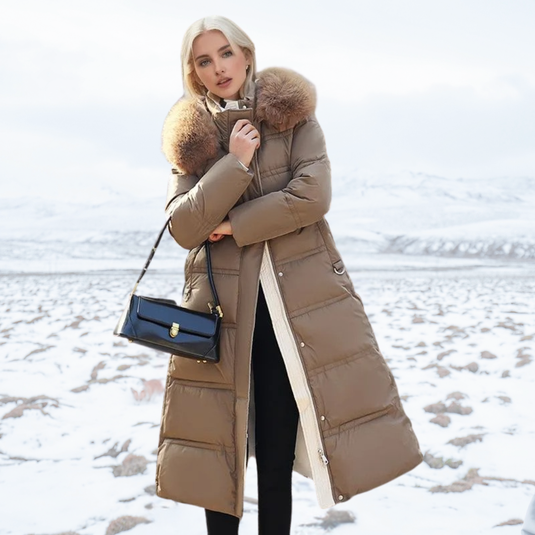 Produktbild – Lucia – Designer Vinter Parka Med Fuskpäls Huva
