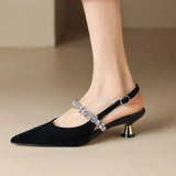 Pauline | Slingback-pumps med kristalldetalj