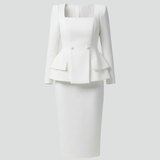 Produktbild – Kylie – Dam Blazer med Fyrkantig Halsringning och Kjol