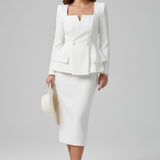 Produktbild – Kylie – Dam Blazer med Fyrkantig Halsringning och Kjol