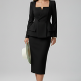 Produktbild – Kylie – Dam Blazer med Fyrkantig Halsringning och Kjol
