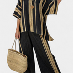 Produktbild – Calden – Bekväm randig i linne oversized set