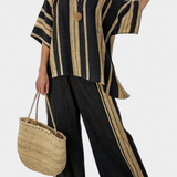 Produktbild – Calden – Bekväm randig i linne oversized set