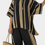 Produktbild – Calden – Bekväm Oversized Randig Topp & Avslappnade Linnebyxor
