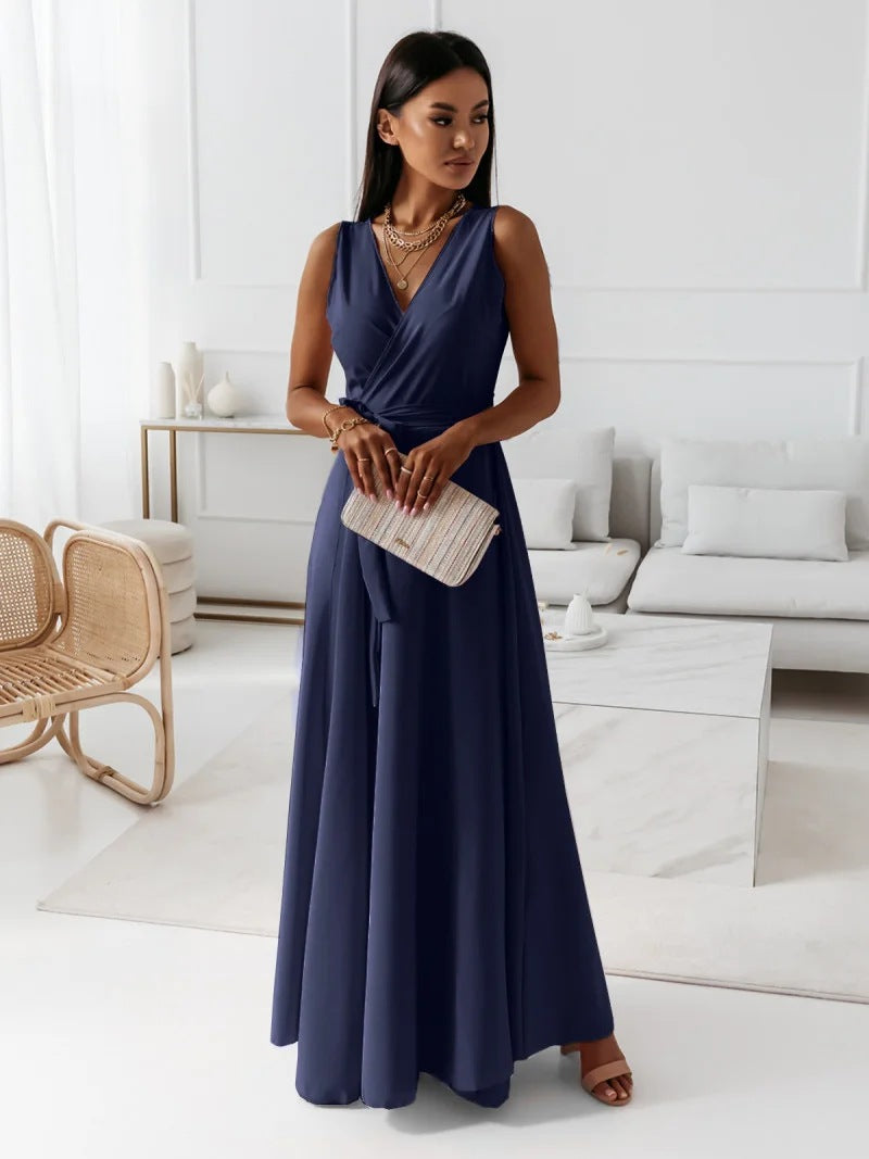 Produktbild – Hailey – Kvinnor Bröllopsgäst Elegant Wrap Maxi Klänning