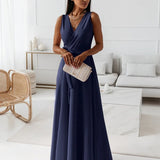 Produktbild – Hailey – Kvinnor Bröllopsgäst Elegant Wrap Maxi Klänning