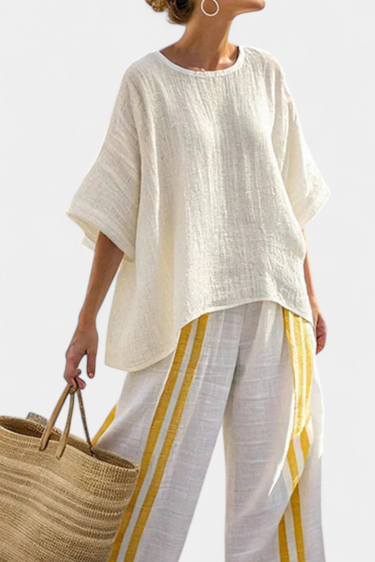 Produktbild – Anselor – Elegant randig i linne set