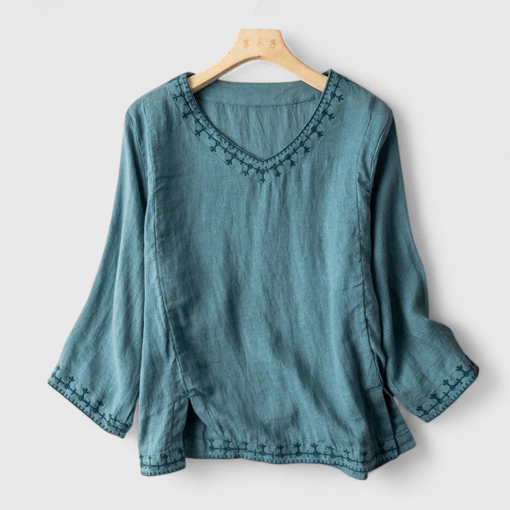 Produktbild – Taysia – Elegant V-ringad blus