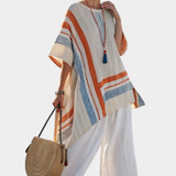 Produktbild – Caevan – Sofistikerad Asymmetrisk Blus & Vida Linbyxor