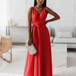 Produktbild – Hailey – Kvinnor Bröllopsgäst Elegant Wrap Maxi Klänning