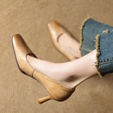 Amélie | Fyrkantiga pumps i läder