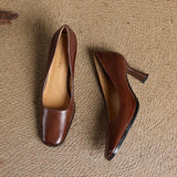 Amélie | Fyrkantiga pumps i läder