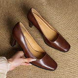 Amélie | Fyrkantiga pumps i läder
