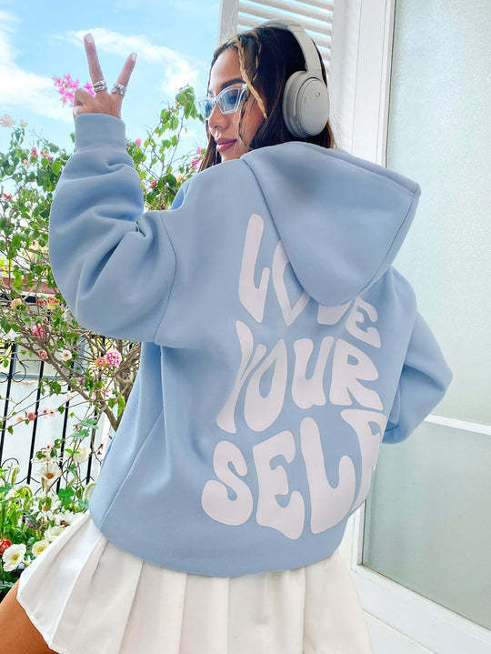 Produktbild – Eleanor – Damhoodie med dragsko och framfickor