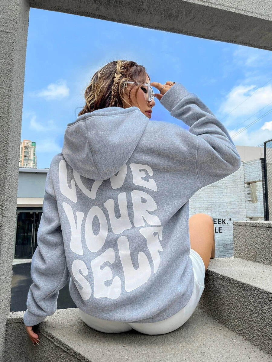Produktbild – Eleanor – Damhoodie med dragsko och framfickor