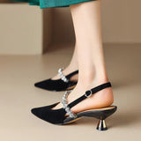 Pauline | Slingback-pumps med kristalldetalj