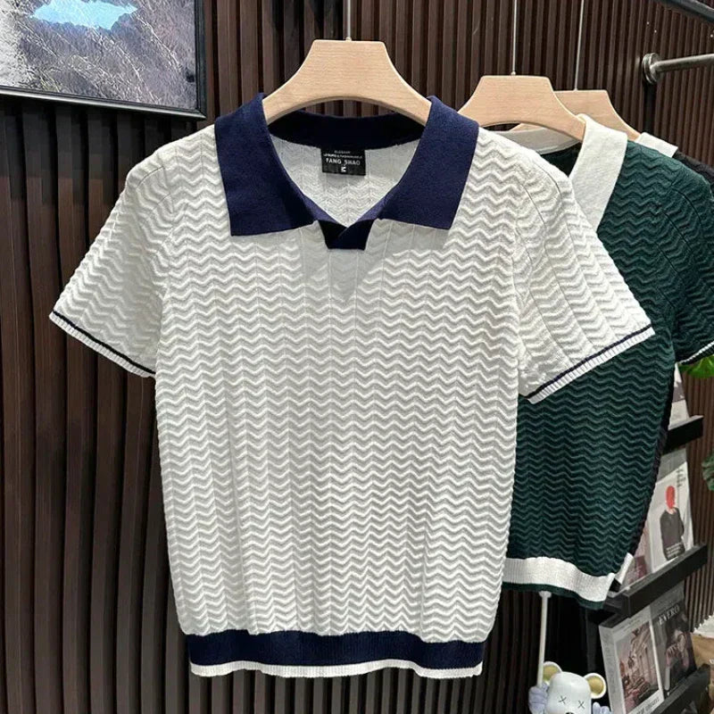 Texturerad pikétröja med ricciostruktur