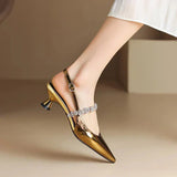 Pauline | Slingback-pumps med kristalldetalj