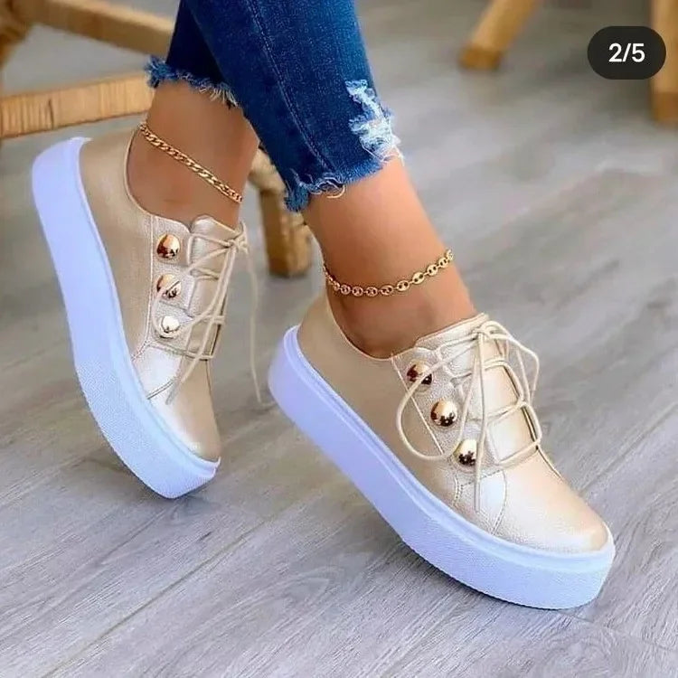 Produktbild – Serena – Ortopediska Platåsneakers Med Rund Tå