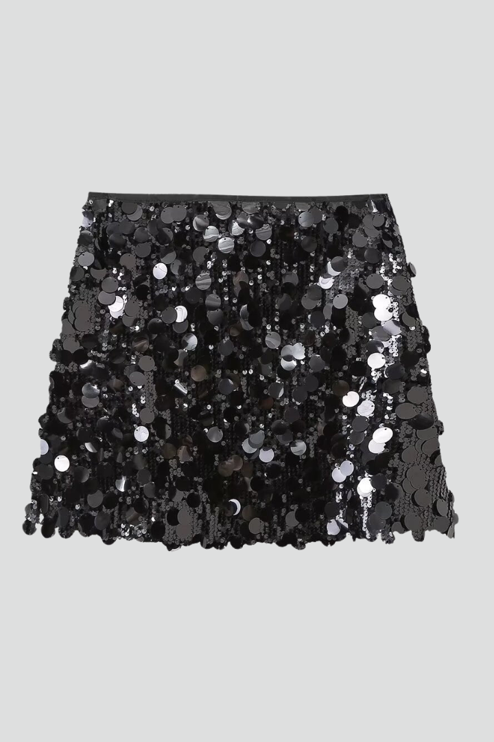 Produktbild – Madison – Kvinnoformad Mini Kjol med Paljetter och Glitter