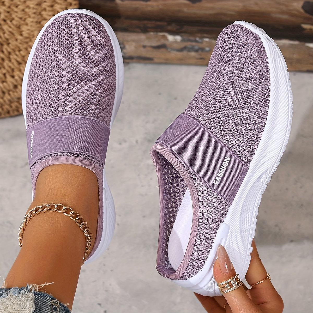 Nicole | Ventilerande slip-on-sneakers i mesh
