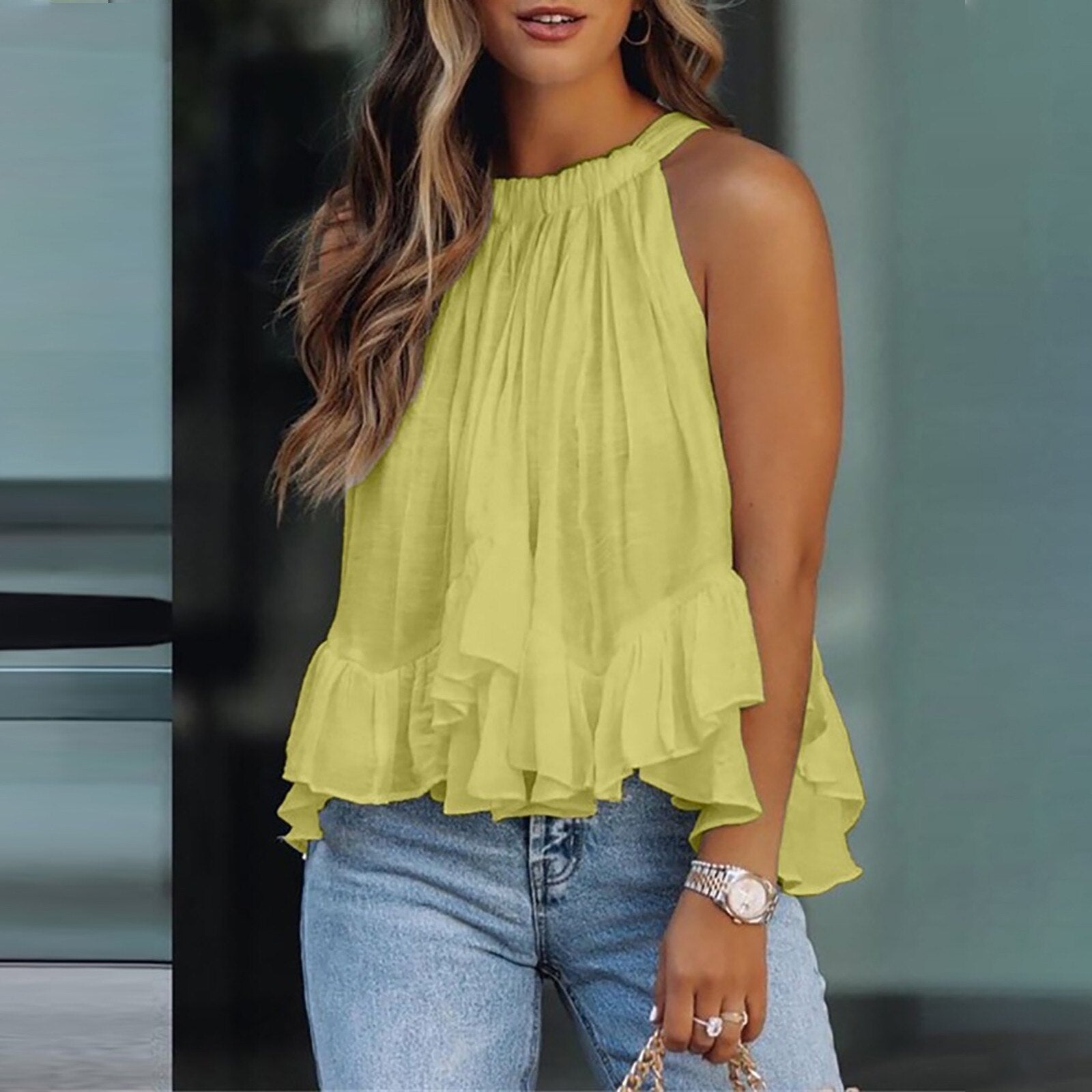 Karianne | Texturerad blus med volanger